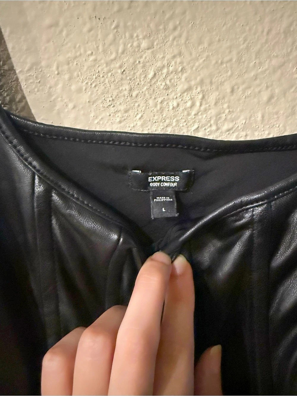 Express Faux Leather Square Neck Corset Tank Black Size Medium - Picture 2 of 3